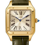 Cartier Santos-Dumont “La Baladeuse” Watch - 43.5 mm x 31.4 mm Yellow Gold Case - Champagne Dial - Green Patina Leather Strap - WGSA0027