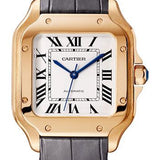 Cartier Santos de Cartier Watch - 35.1 mm Pink Gold Case - Silvered Dial - Alligator And Calfskin Strap - WGSA0028