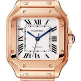 Cartier Santos de Cartier Watch - 35.1 mm Rose Gold Case - Silvered Opaline Dial - 18K Rose Gold Bracelet - WGSA0031