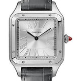 Cartier Santos-Dumont Le Bresil Watch - 43.5 mm x 31.4 mm Platinum Case - Silvered Dial - Grey Alligator Strap - WGSA0034