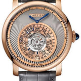 Cartier Rotonde de Cartier Astrocalendaire Watch - 45 mm Pink Gold Case - Gray Dial - Gray Alligator Strap - WHRO0027