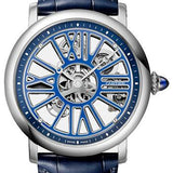 Cartier Rotonde de Cartier Skeleton Watch - 42 mm Platinum Case - Skeleton Dial - Blue Alligator Strap - WHRO0051