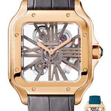 Cartier Santos de Cartier Watch - 39.8 mm Pink Gold Case - Skeleton Dial - Dark Grey Alligator Strap - Quickswitch Bracelet - WHSA0010