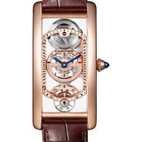 Cartier Tank Cintree Skeleton Watch - Pink Gold Case - Skeleton Dial - Brown Alligator Strap - WHTA0008