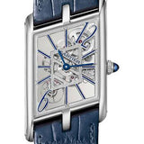 Cartier Tank Asymetrique Watch - 47.15 mm x 26.20 mm Platinum Case - Skeleton Dial - Navy Blue And Black Alligator Straps Limited Edition of 100 - WHTA0012