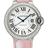 Cartier Ballon Bleu de Cartier Watch - 36 mm White Gold Diamond Case - Pearly Pink Alligator Strap - WJBB0011