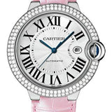 Cartier Ballon Bleu de Cartier Watch - 42 mm White Gold Diamond Case - White Dial - Pink Alligator Strap - WJBB0032