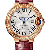 Cartier Ballon Bleu de Cartier Watch - 33 mm Pink Gold Case - Diamond Bezel - Burgundy Alligator Strap - WJBB0033