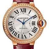 Cartier Ballon Bleu de Cartier Watch - 36 mm Pink Gold Case - Diamond Bezel - Burgundy Alligator Strap - WJBB0034