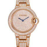 Cartier Ballon Bleu de Cartier Watch - 33 mm Pink Gold Case - Diamond Dial - Diamond Bracelet - WJBB0044