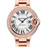 Cartier Ballon Bleu de Cartier Watch - 33 mm Rose Gold Diamond Case - Silvered Dial - Interchangeable Bracelet - WJBB0066