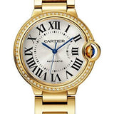 Cartier Ballon Bleu de Cartier Watch - 36 mm Yellow Gold Diamond Case - Silvered Sunray-Brushed Dial - Interchangeable Bracelet - WJBB0070