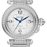 Cartier Pasha de Cartier Watch - 35 mm White Gold Case - Silver Dial - Diamond Bracelet - WJPA0014