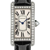 Cartier Tank Americaine Watch - 34.8 mm White Gold Diamond Case - Black Alligator Strap - WJTA0003