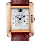 Cartier Tank Anglaise Watch - 39.2 mm Pink Gold Case - Diamond Dial - Bordeaux Alligator Strap - WJTA0006