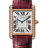 Cartier Tank Louis Cartier Watch - 33.7 mm Pink Gold Diamond Case - Burgundy Alligator Strap - WJTA0014