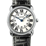 Cartier Ronde Louis Cartier Watch - Small White Gold Diamond Case - Alligator Strap - WR000251