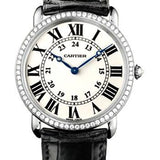 Cartier Ronde Louis Cartier Watch - Large White Gold Diamond Case - Alligator Strap - WR000551