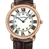 Cartier Ronde Louis Cartier Watch - Large Pink Gold Diamond Case - Alligator Strap - WR000651