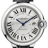 Cartier Ballon Bleu de Cartier Watch - 42 mm Steel Case - Silvered Opaline Dial - Black Alligator Strap - WSBB0026