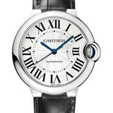 Cartier Ballon Bleu de Cartier Watch - 36 mm Steel Case - Silver Opaline Dial - Black Leather Strap - WSBB0028