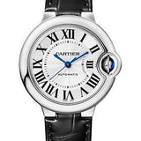 Cartier Ballon Bleu de Cartier Watch - 33 mm Steel Case - Silvered Opaline Dial - Black Alligator Strap - WSBB0030