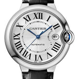 Cartier Ballon Bleu de Cartier Watch - 40 mm Steel Case - Silvered Dial - Interchangeable Black Leather Strap - WSBB0039