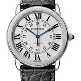 Cartier Ronde Solo Watch - 36 mm Steel Case - Black Round-Scale Alligator Strap - WSRN0013