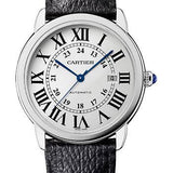 Cartier Ronde Solo Watch - 42 mm Steel Case - Black Grained Calfskin Strap - WSRN0022