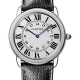 Cartier Ronde Solo de Cartier Watch - 36 mm Steel Case - Silvered Opaline Dial - Grained Black Calfskin Bracelet - WSRN0029