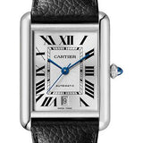 Cartier Tank Must Watch - 41 mm x 31 mm Steel Case - Silvered Dial - Interchangeable Black Grained Calfskin Strap - WSTA0040