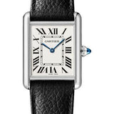 Cartier Tank Must Watch - 33.7 mm x 25.5 mm Steel Case - Silvered Dial - Interchangeable Black Grained Calfskin Strap - WSTA0041