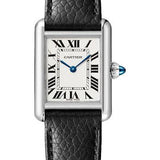 Cartier Tank Must Watch - 29.5 mm x 22 mm Steel Case - Silvered Dial - Interchangeable Black Grained Calfskin Strap - WSTA0042