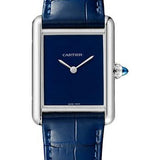 Cartier Tank Must Watch - 33.7 mm x 25.5 mm Steel Case - Blue Dial - Blue Alligator Strap - WSTA0055