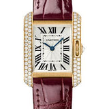 Cartier Tank Anglaise Watch - 30.2 mm Pink Gold Case - Diamond Bezel - Claret Red Alligator Strap - WT100013