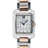 Cartier Tank Anglaise Small Model Watch - 30 x 22.7 mm Pink Gold And Steel Case - Silver Diamond Dial - WT100024