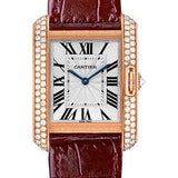 Cartier Tank Anglaise Watch - 34.7 mm Pink Gold Case - Diamond Bezel - Diamond Dial - Bordeaux Alligator Strap - WT100029