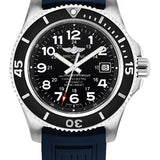 Breitling Superocean II 42 Watch - Steel Case - Volcano Black Dial - Blue Diver Pro III Strap - A17365C9/BD67/148S/A18S.1