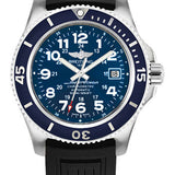 Breitling Superocean II 42 Watch - Steel Case - Mariner Blue Dial - Black Diver Pro III Strap - A17365D1/C915/150S/A18S.1