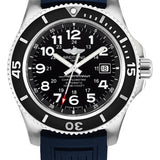 Breitling Superocean II 44 Watch - Steel Case - Volcano Black Dial - Blue Diver Pro III Strap - A17392D7/BD68/158S/A20SS.1