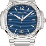 Patek Philippe Nautilus Ladies Stainless Steel Blue Dial Diamond Bezel | 7118/1200A-001