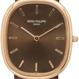 Patek Philippe Golden Ellipse 31.1 x 35.6mm Brown Sunburst Index Rose Gold Leather Manual | 3738/100R-001