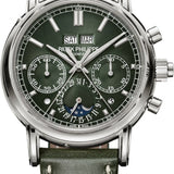 Patek Philippe Grand Complications Split-Seconds Chronograph Perpetual Calendar White Gold Olive Green Dial | 5204G-001