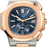 Patek Philippe Nautilus Chronograph Date Automatic Stainless Steel Rose Gold Blue Dial | 5980/1AR-001