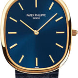 Patek Philippe Golden Ellipse 31.1 x 35.6mm Blue Index Yellow Gold Leather Manual | 3738/100J-012