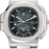 Patek Philippe Nautilus Flyback Chronograph Travel Time Stainless Steel Blue Black Dial | 5990/1A-011