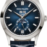 Patek Philippe Complications Annual Calendar Moon Phases White Gold Blue Baguette Diamond Dial | 5396G-017