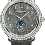 Patek Philippe Complications Ladies Moon Phases Black Tahitian White Gold Mother of Pearl Dial | 4968G-001