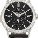 Patek Philippe Grand Complications Perpetual Calendar Day Month Moon Phase 39.5mm Black Index Platinum Leather Manual | 5217P-001