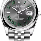 Rolex Datejust 36 Stainless Steel Slate "Wimbledon" Dial Domed Bezel Roman Jubilee Bracelet | 126200